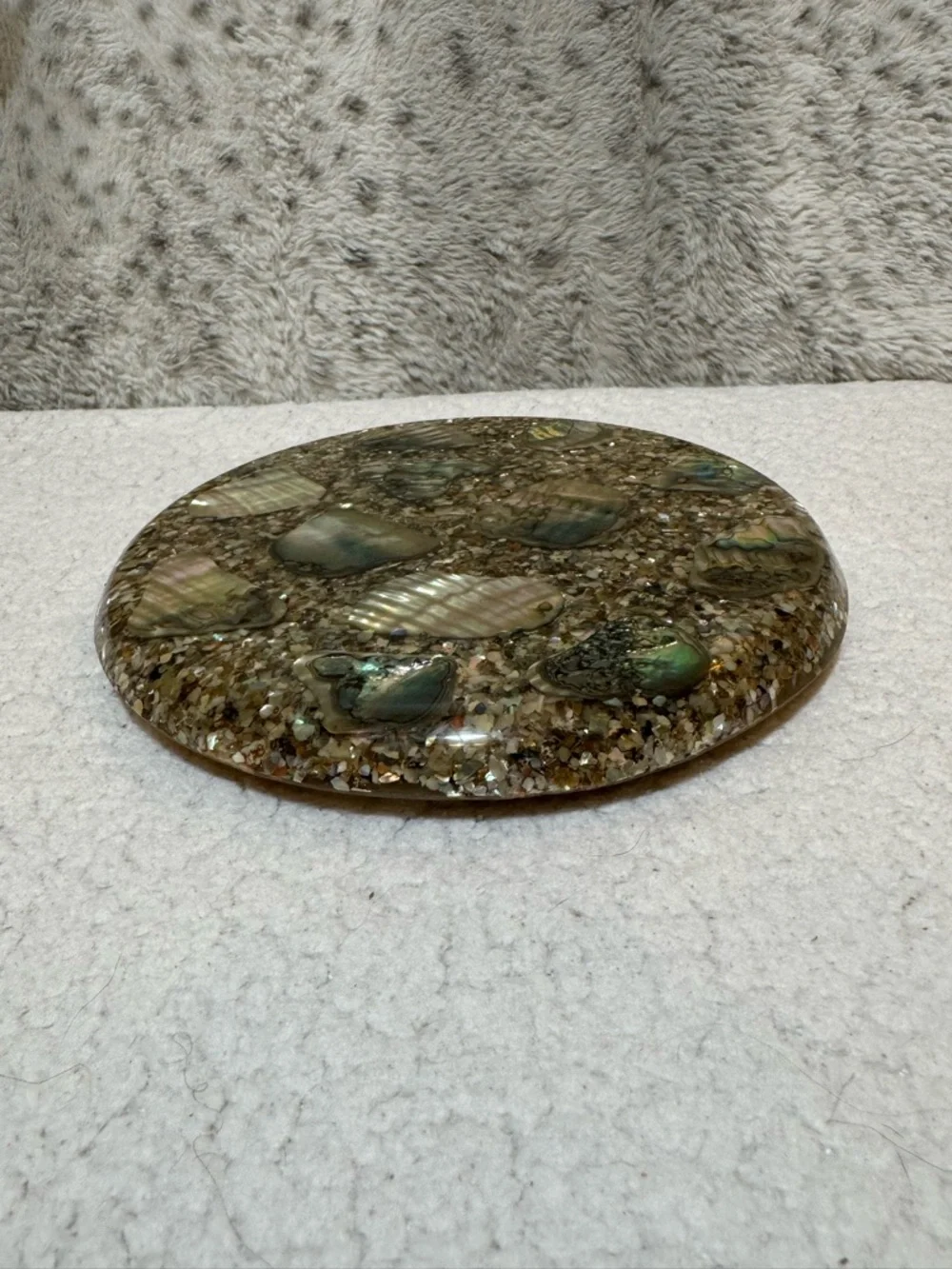 Vintage Plympton's Genuine Abalone Lucite Hot Plate Trivet 7” - Picture 3 of 9
